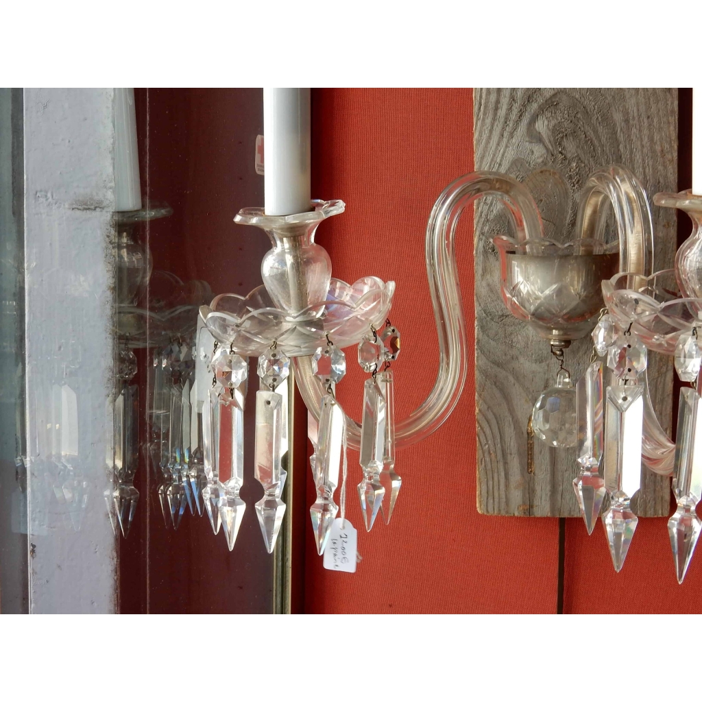 1950' Paire d'appliques 2 Bras Cristal Baccarat