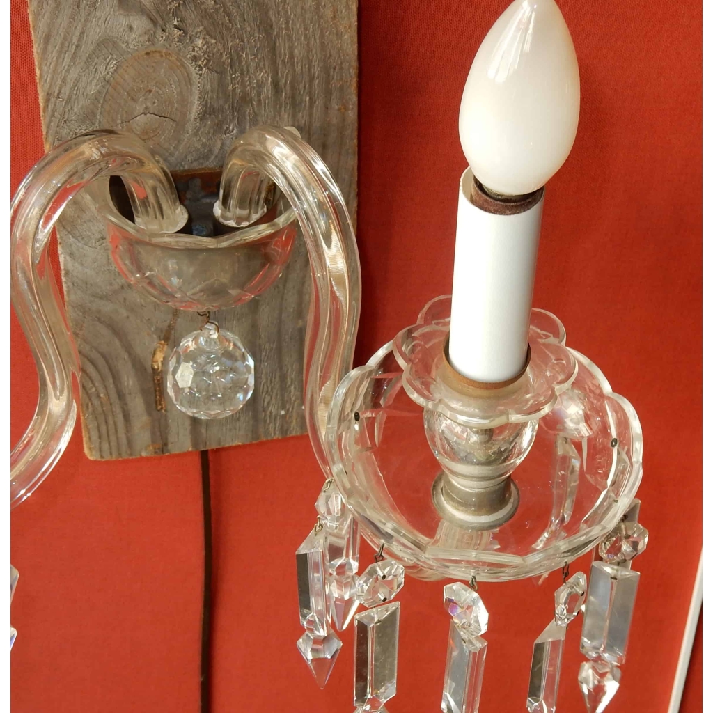 1950' Paire d'appliques 2 Bras Cristal Baccarat