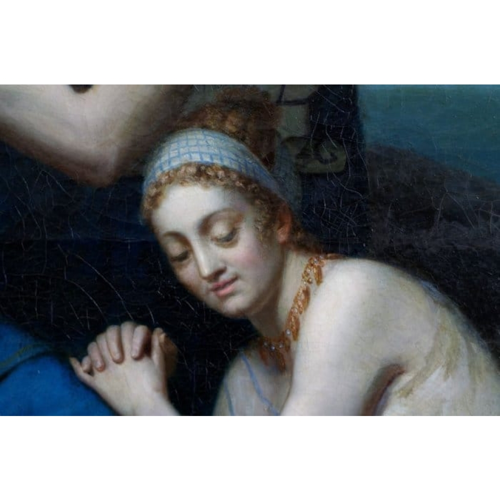 Orphée et Eurydice, huile sur toile, signée et datée en bas à gauche "A.M. Roucoule, 1877"
