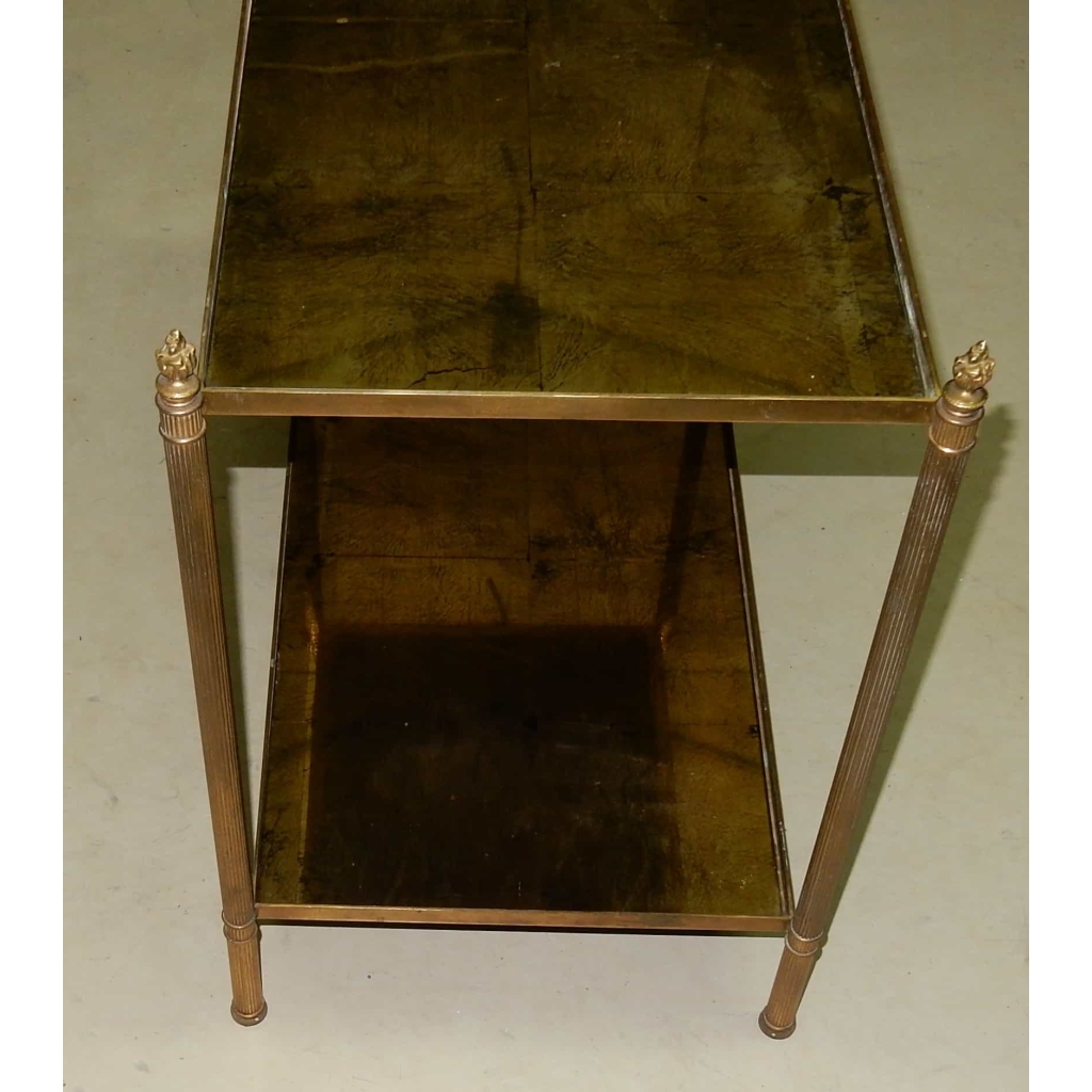1950/70' Etagère Maison Bagués Laiton et Bronze Flammes Olympiques à Pieds Ronds