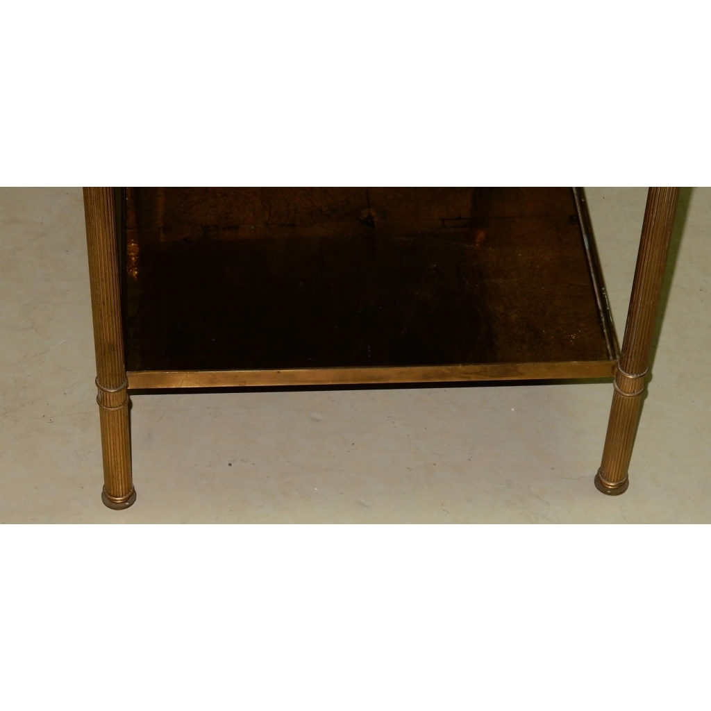 1950/70' Etagère Maison Bagués Laiton et Bronze Flammes Olympiques à Pieds Ronds