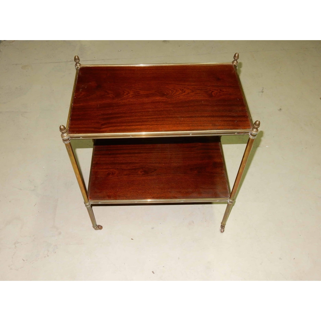 1950/70' Bout de Canapé ou Etagère Maison Jansen 2 plateaux en Acajou