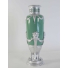 Vase, celadon, faïence, monté métal argenté à la feuille d’argent. XIXème siècle, époque Napoléon III | Biron ||||||||