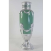 Vase, celadon, faïence, monté métal argenté à la feuille d’argent. XIXème siècle, époque Napoléon III | Biron Vase, celadon, faïence, monté métal argenté à la feuille d'argent. XIXème siècle, époque Napoléon III