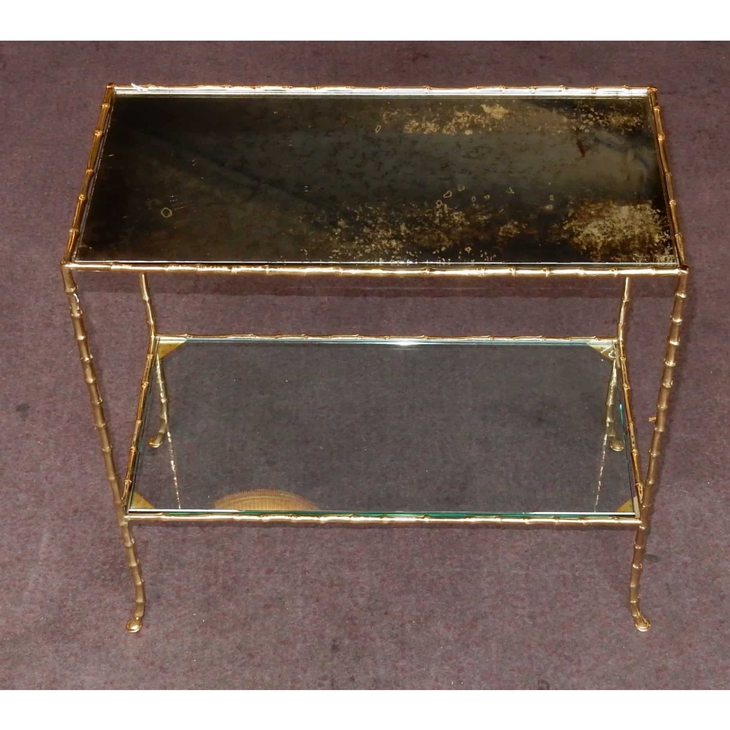 1950/70' Bout de Canapé en Bronze Modèle Bambou Maison Bagués
