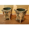 Paire de tabourets en bois sculpté formant jardinières du XIX ème siècle | Biron Paire de tabourets en bois sculpté formant jardinières du XIX ème siècle