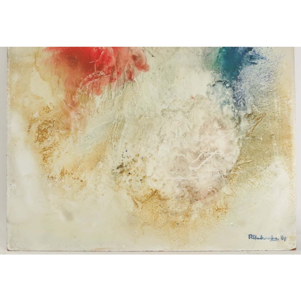 Art, peinture, abstrait Art, signée, sur isorel, XXème siècle