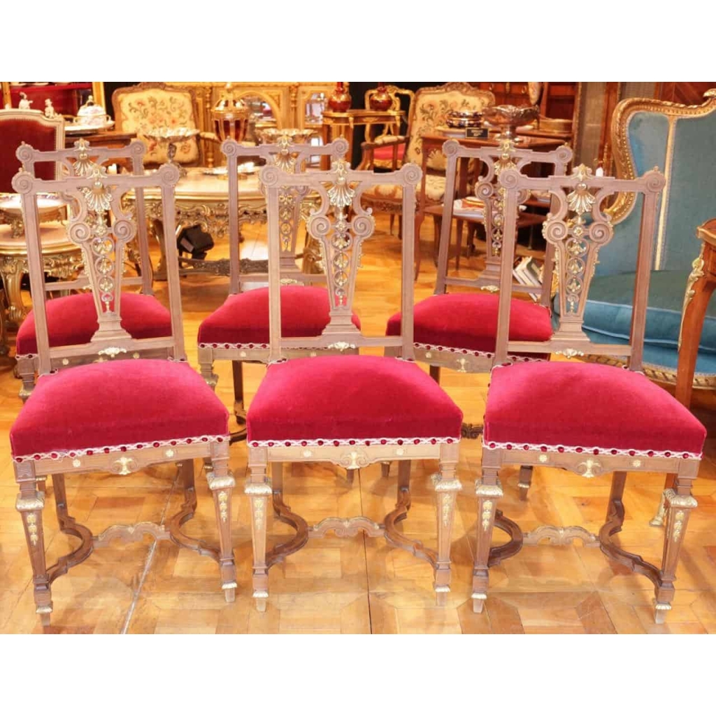 6 Chaises de style Louis XIV vers 1880 par Damont and Co | Biron 6 Chaises de style Louis XIV vers 1880 par Damont and Co