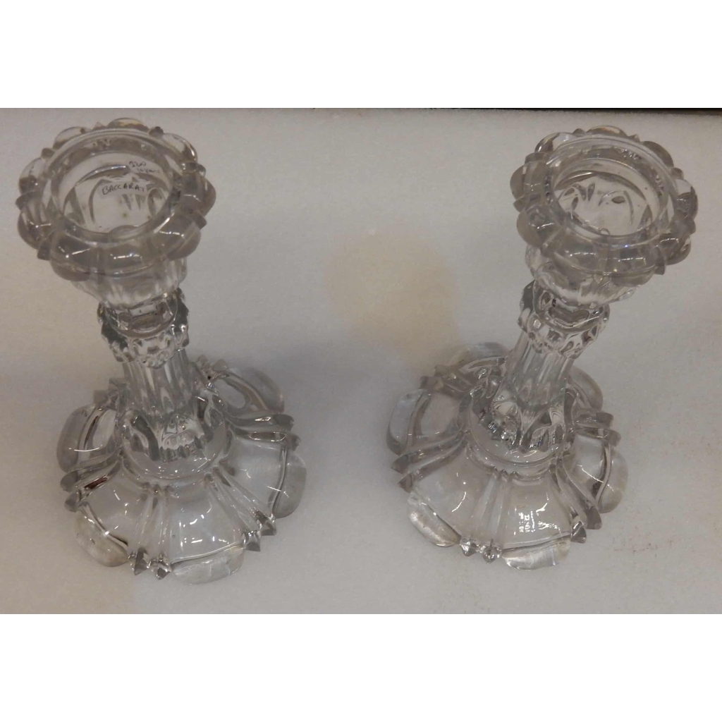 1950' Baccarat Paire de Bougeoirs pour Chandeliers