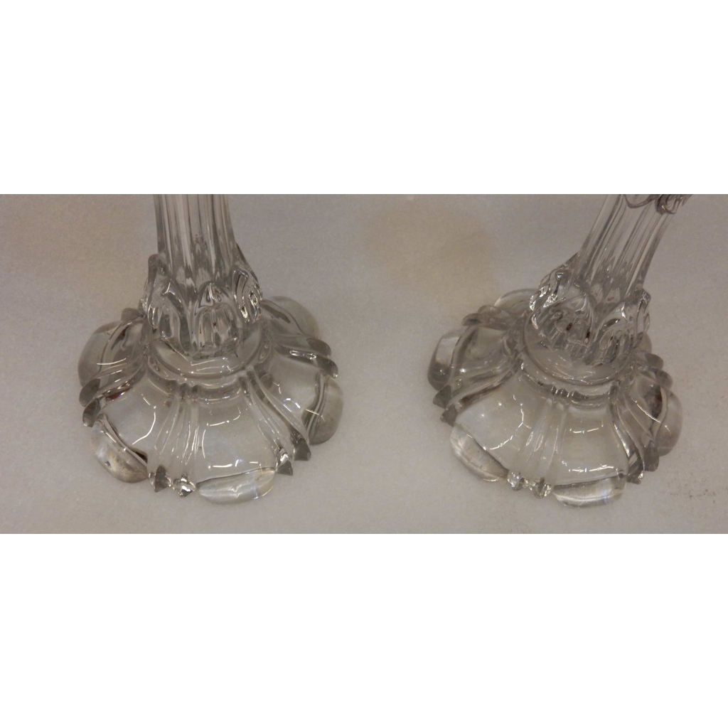 1950' Baccarat Paire de Bougeoirs pour Chandeliers