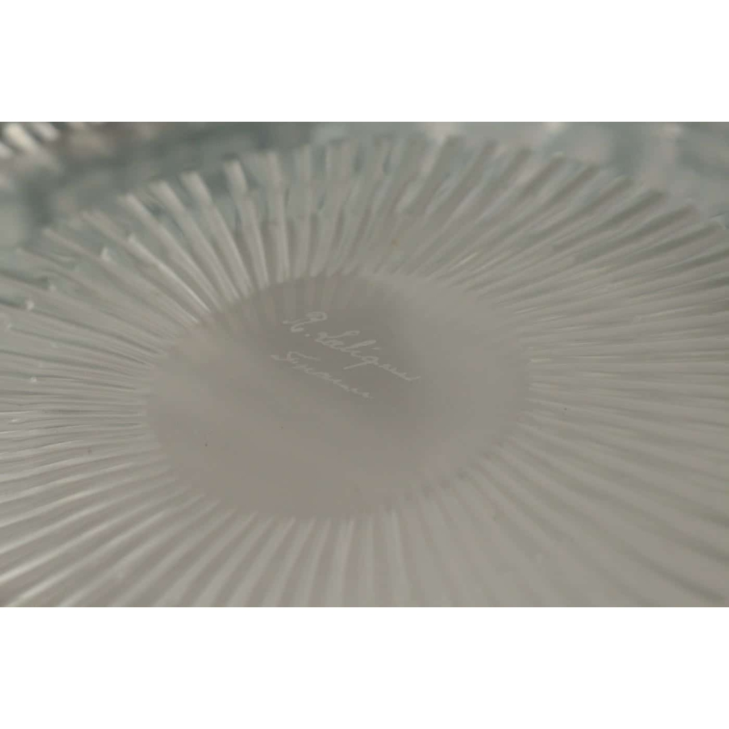 R Lalique Coupe « Marguerites » patinée Bleu | Biron R Lalique Coupe "Marguerites " patinée Bleu