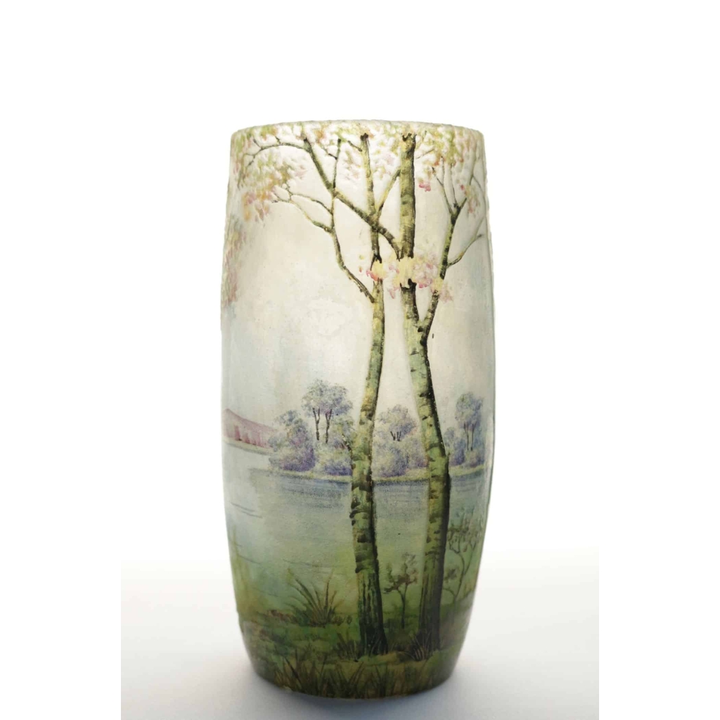 Daum Nancy vase Paysace lacustre « Printemps » | Biron Daum Nancy vase Paysace lacustre "Printemps"