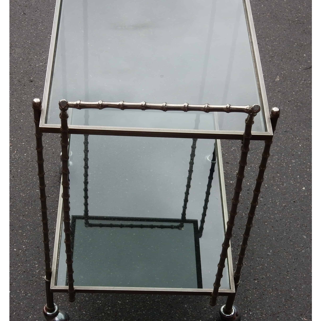 1970′ Bar Roulant en Laiton Argenté ou Nickelé ou Fonte d’Art Modèle Bambou Style Maison Bagués | Biron 1970' Bar Roulant en Laiton Argenté ou Nickelé ou Fonte d'Art Modèle Bambou Style Maison Bagués