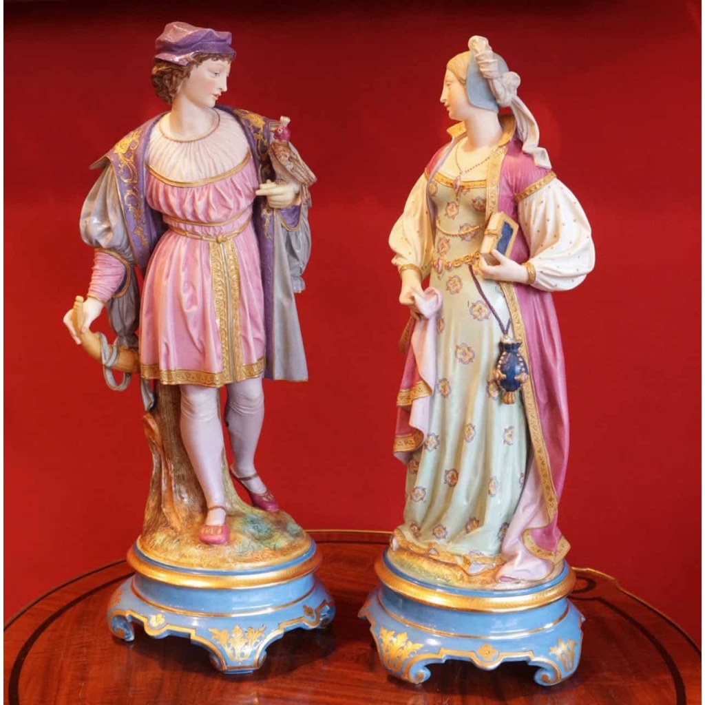 Fauconnier et sa Dame – Manufacture Havilland vers 1850 | Biron |||||||||