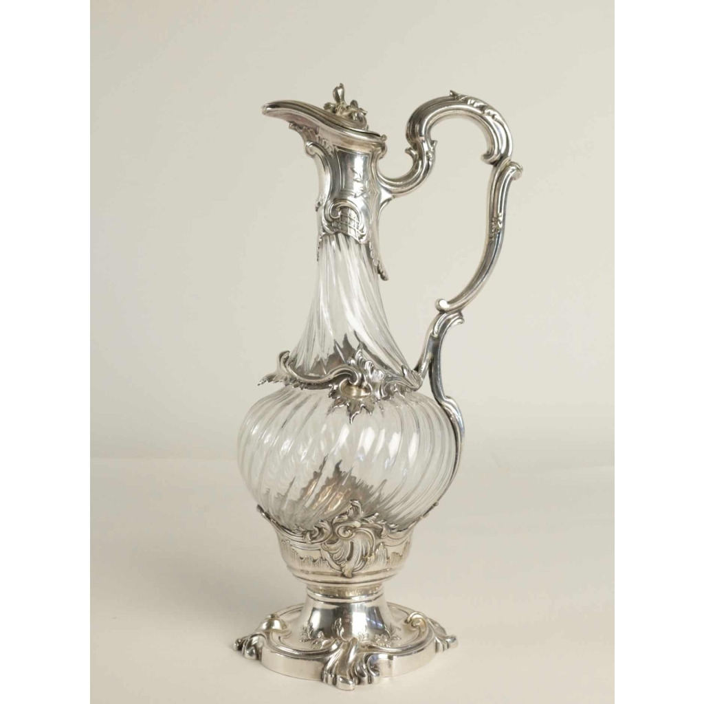 Armand Fresnais Aiguière Métal Argenté et Cristal France 1880 | Biron |||||||
