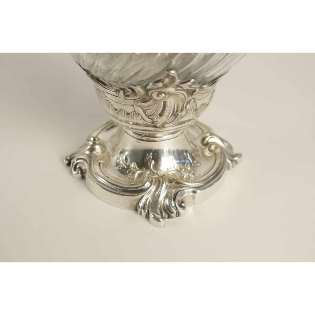 Armand Fresnais Aiguière Métal Argenté et Cristal France 1880 | Biron Armand Fresnais Aiguière Métal Argenté et Cristal France 1880
