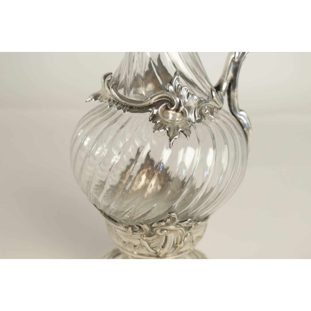 Armand Fresnais Aiguière Métal Argenté et Cristal France 1880 | Biron Armand Fresnais Aiguière Métal Argenté et Cristal France 1880