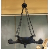 Lustre en bronze Néoclassique du XIXème formant lampe à huile.