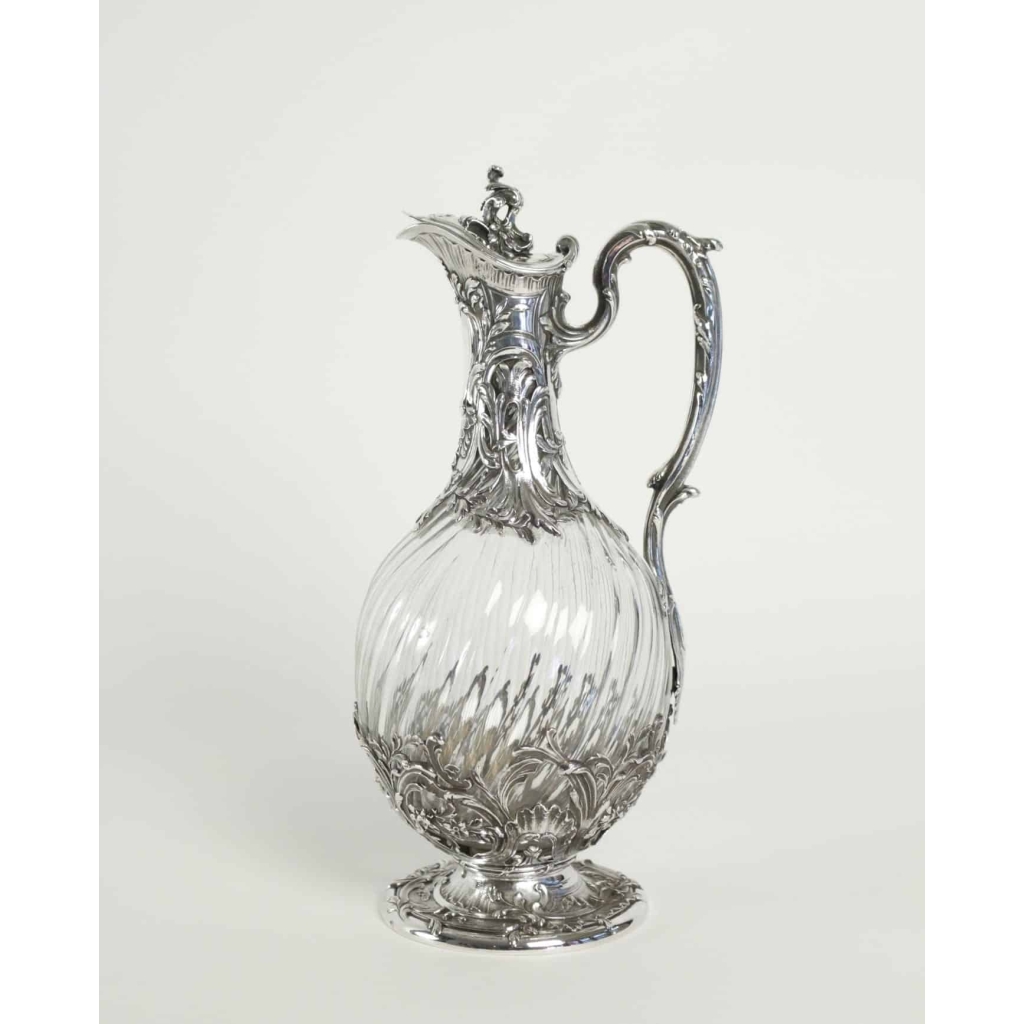 Victor Boivin Aiguière en cristal et argent style louis XV circa 1880 | Biron ||