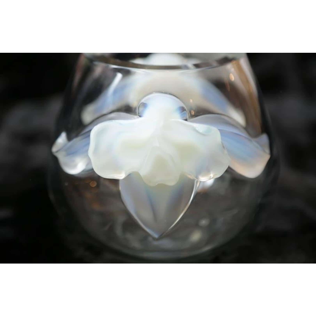 Lalique France Vase « orchidée » opalescent | Biron Lalique France Vase "orchidée" opalescent
