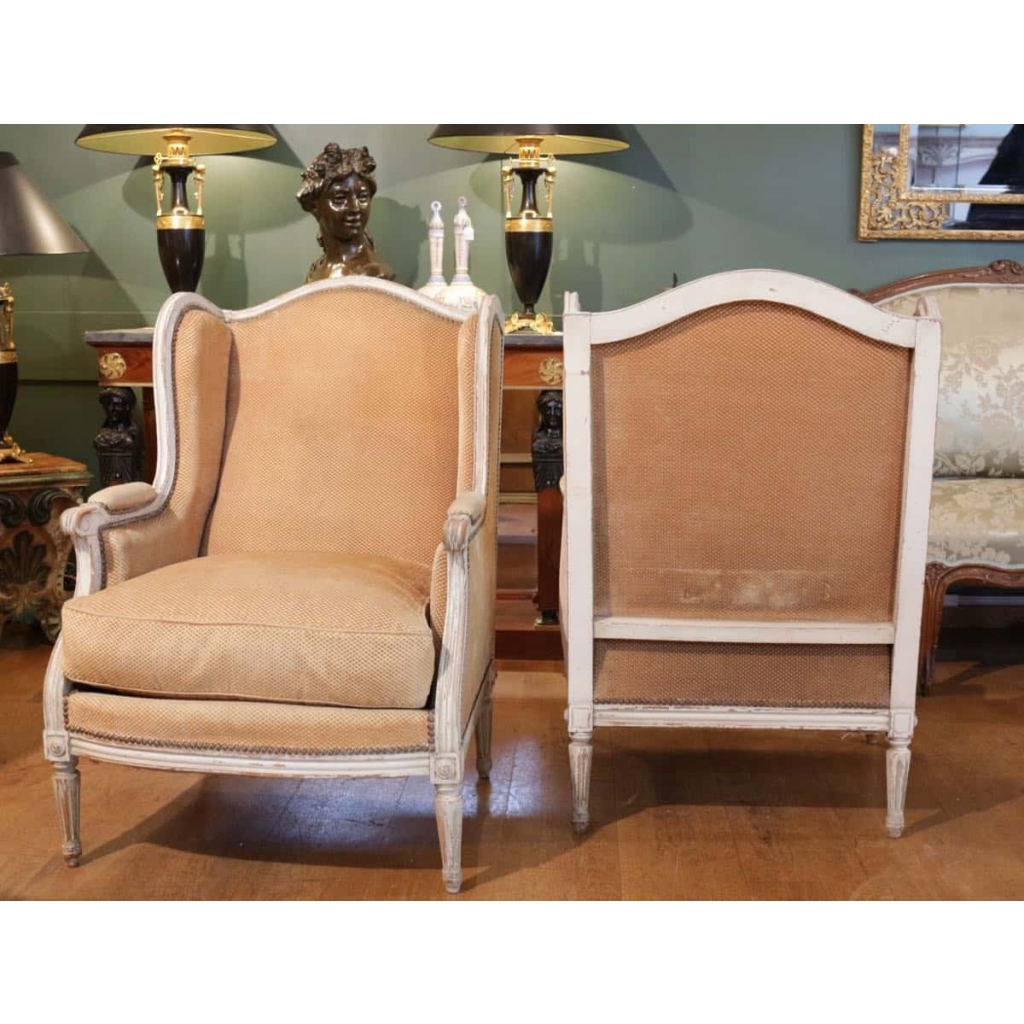 Paire de bergères de style Louis XVI. Circa 1880 | Biron Paire de bergères de style Louis XVI. Circa 1880