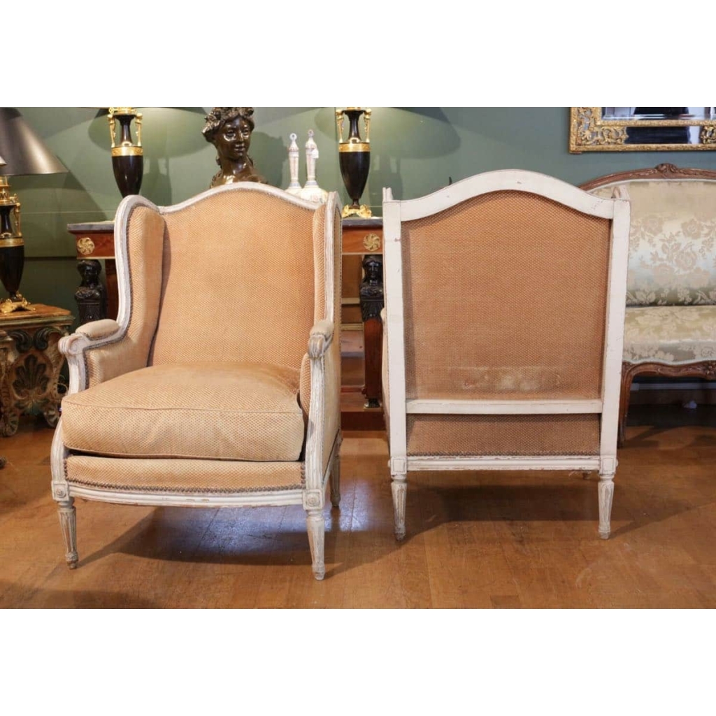 Paire de bergères de style Louis XVI. Circa 1880 | Biron Paire de bergères de style Louis XVI. Circa 1880