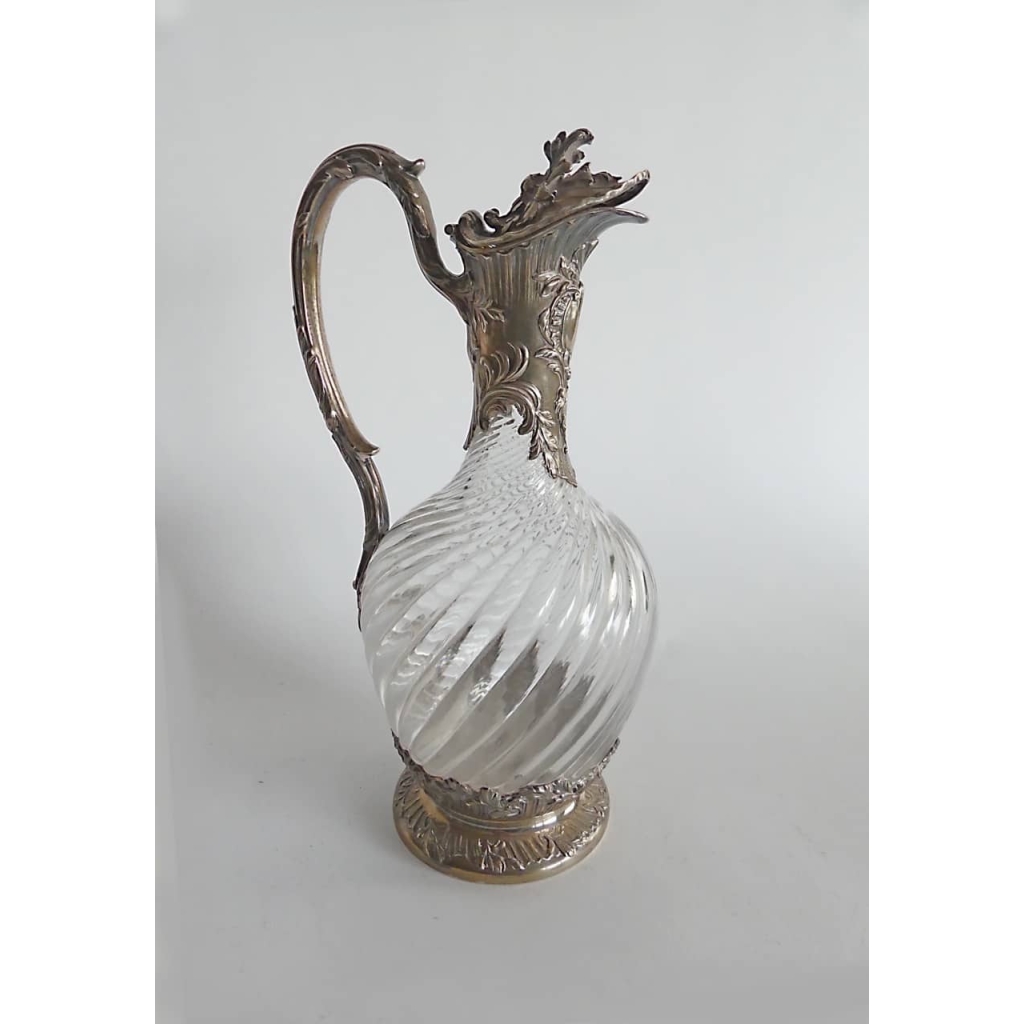 Aiguière Cristal & Argent Massif style Louis 15 | Biron 