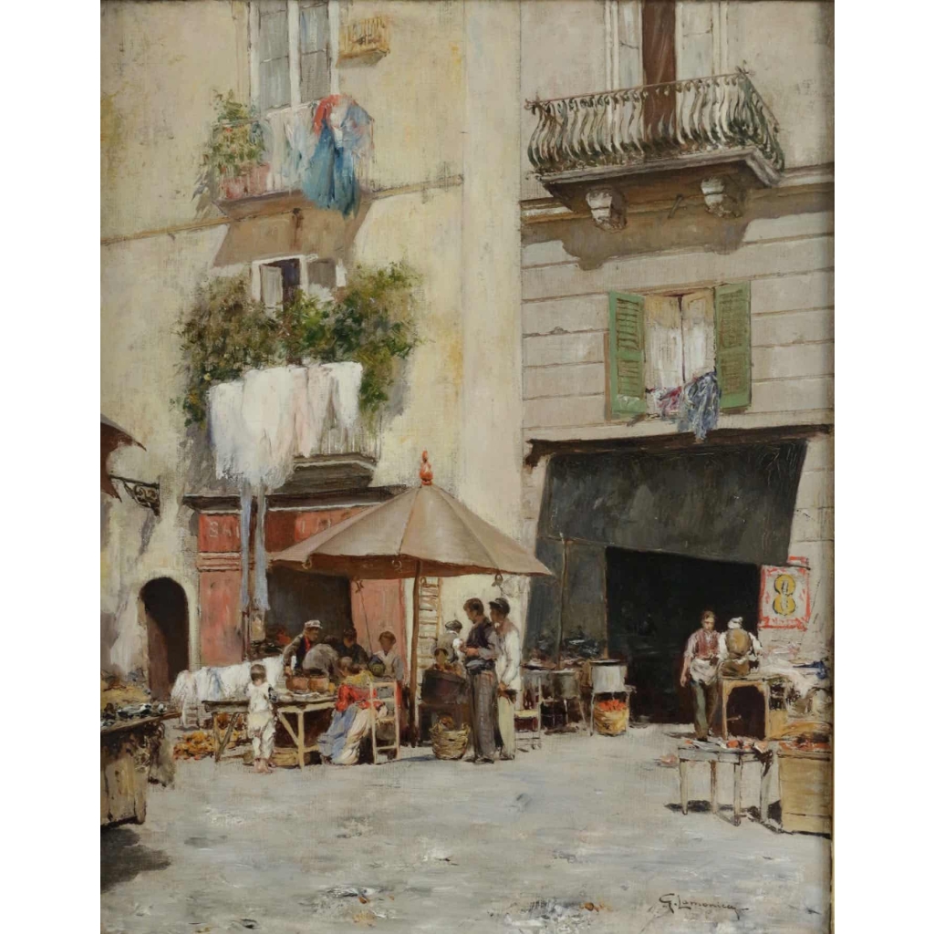 Le marché. Guiseppe Lamonica. 1862-1919.