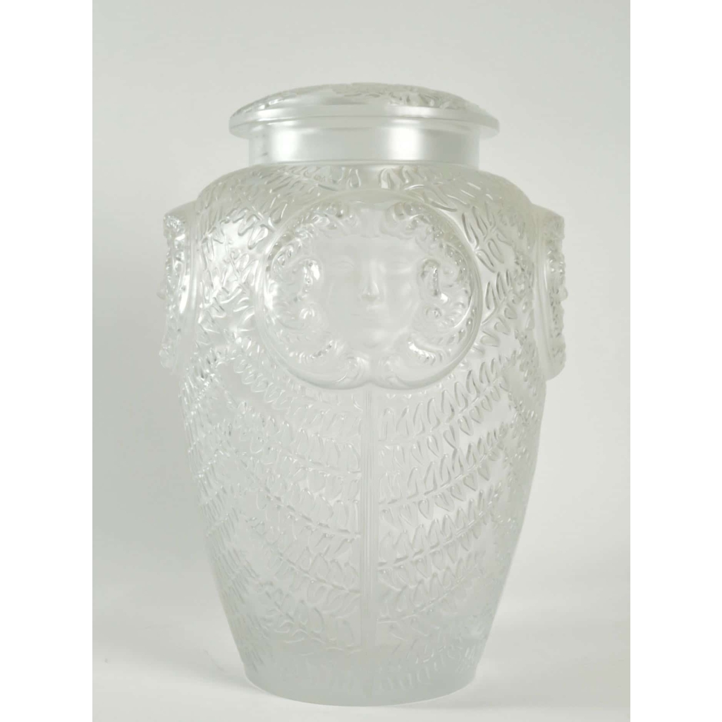 Lalique France » masque de femmes » Vase couvert (1998) | Biron ||||||
