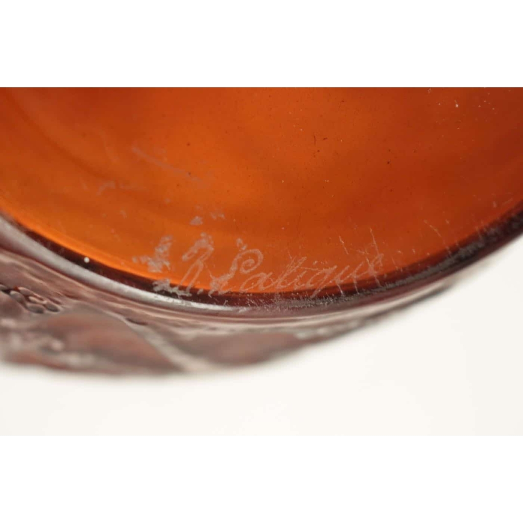 Rene Lalique Amber Vase « Perruches » | Biron Rene Lalique Amber Vase "Perruches"