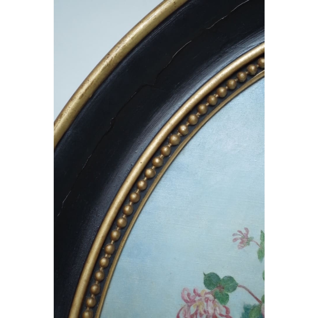 Paire d'huiles sur toiles, natures mortes avec bouquets de fleurs, 2nde motié du XIXème siècle