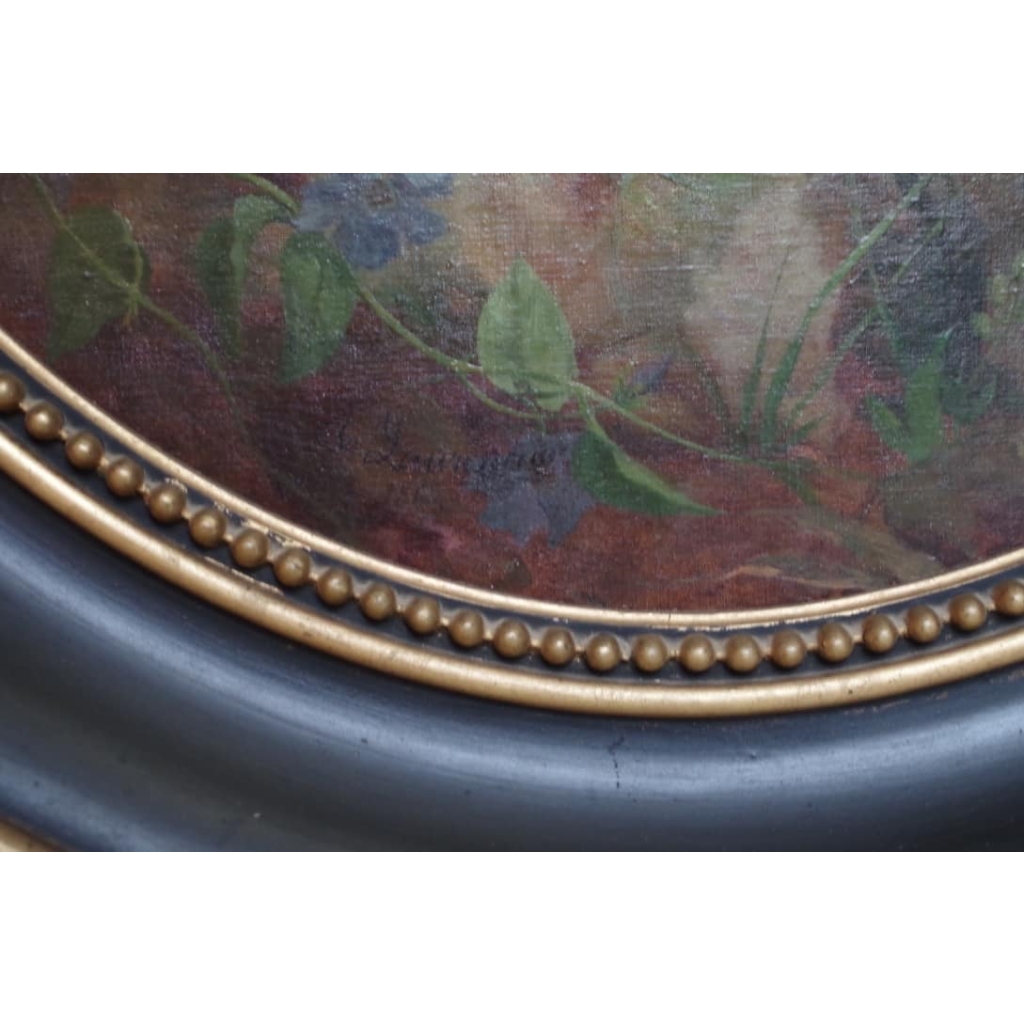 Paire d'huiles sur toiles, natures mortes avec bouquets de fleurs, 2nde motié du XIXème siècle
