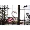 PAIRE DE VITRAUX A DÉCOR DE FLAMAND ROSE VENDU | Biron PAIRE DE VITRAUX A DÉCOR DE FLAMAND ROSE VENDU