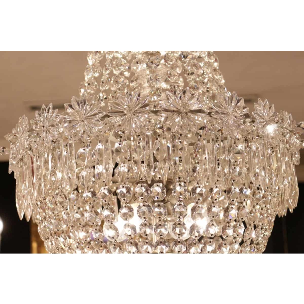 Lustre corbeille en cristal fin 19e | Biron Lustre corbeille en cristal fin 19e