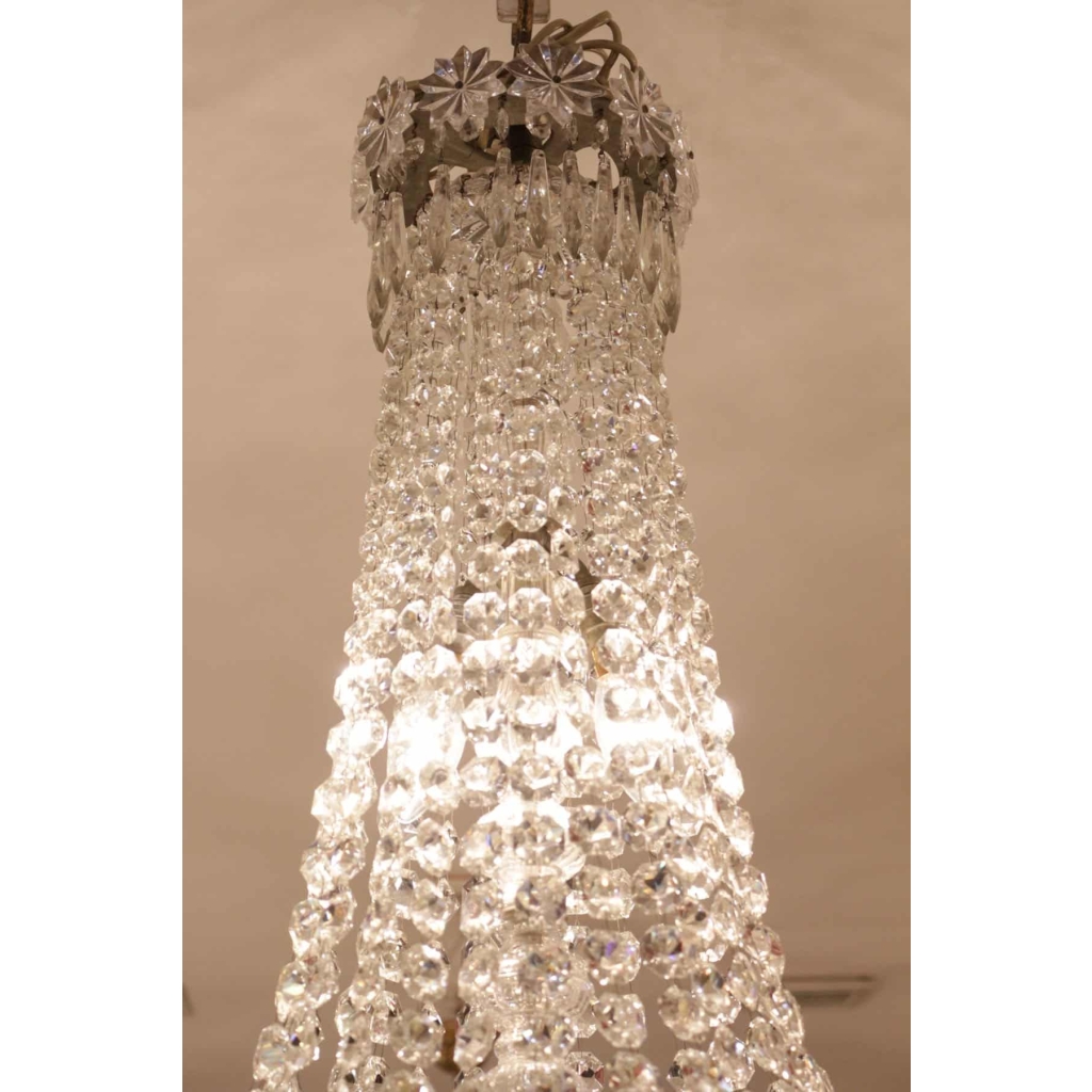 Lustre corbeille en cristal fin 19e | Biron Lustre corbeille en cristal fin 19e