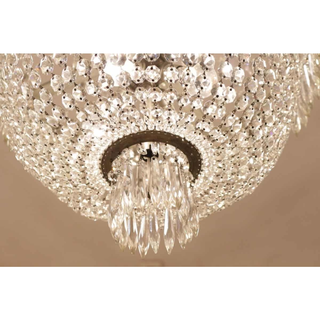 Lustre corbeille en cristal fin 19e | Biron Lustre corbeille en cristal fin 19e