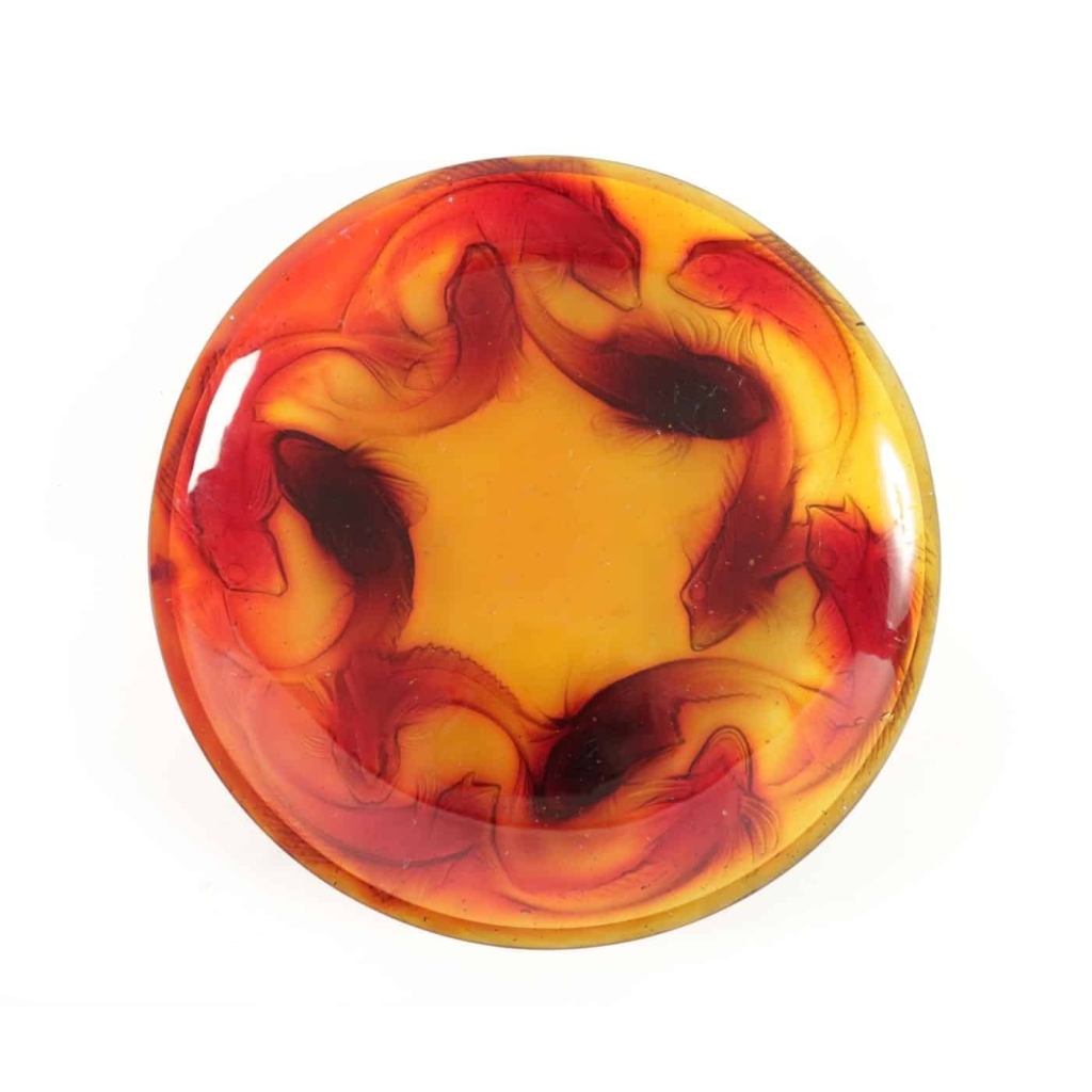 René Lalique Coupe « Martigues » Rouge Orangée | Biron |||||||