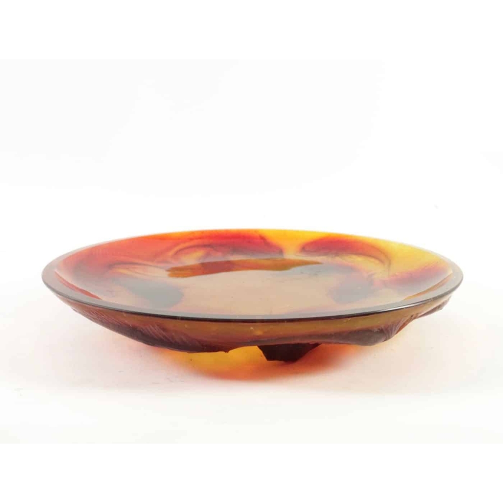 René Lalique Coupe « Martigues » Rouge Orangée | Biron René Lalique Coupe "Martigues" Rouge Orangée