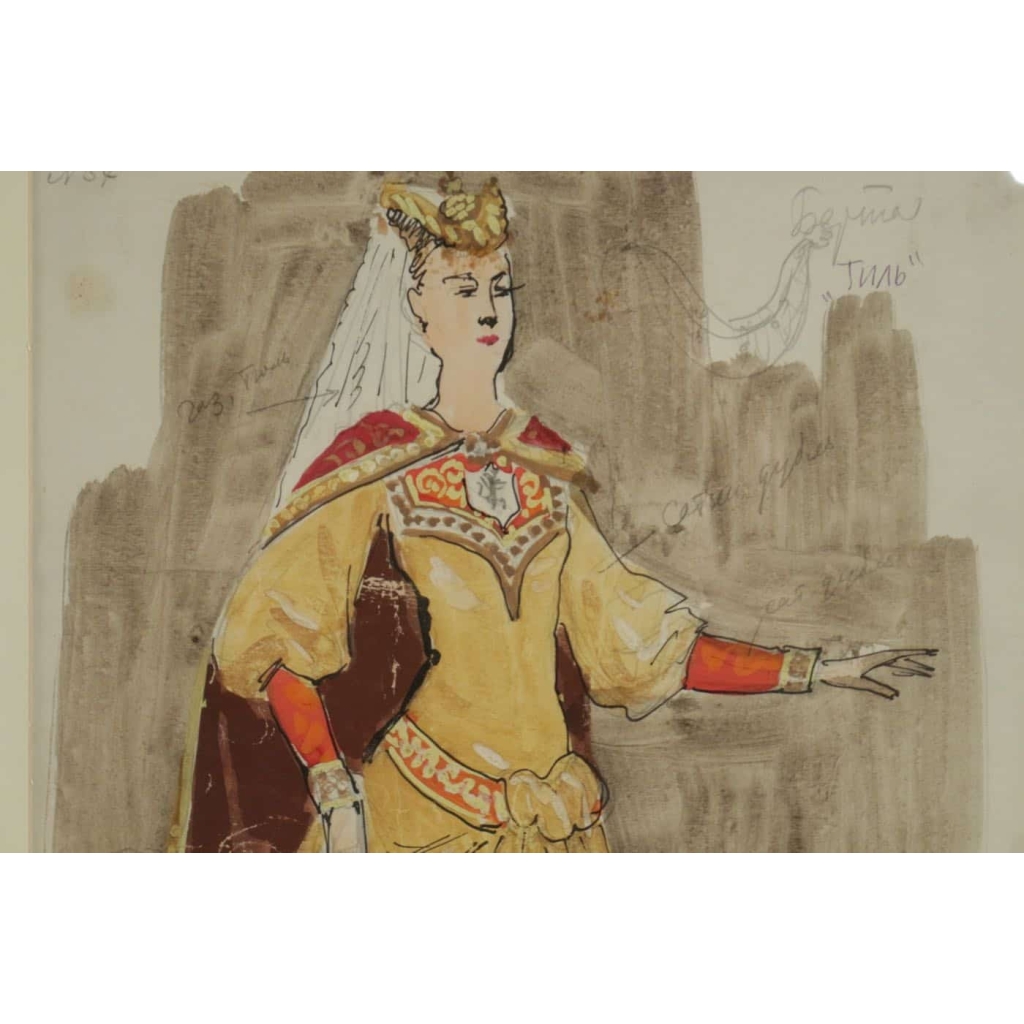 Dessin et Aquarelle, Personnage du Théâtre Russe, Art Russe | Biron Dessin et Aquarelle, Personnage du Théâtre Russe, Art Russe