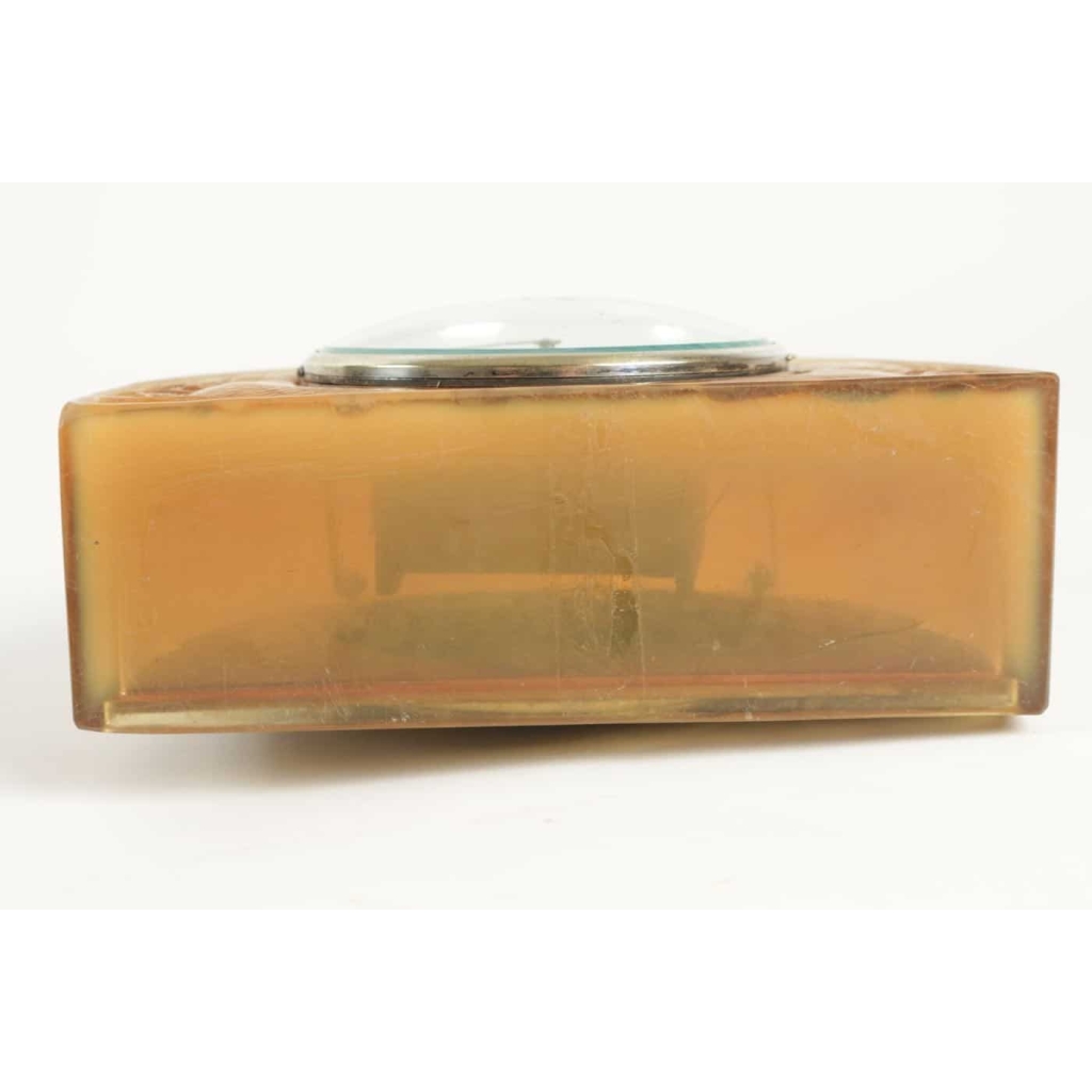R LALIQUE (1860-1945) et Ato pendule électrique "butterscotch"