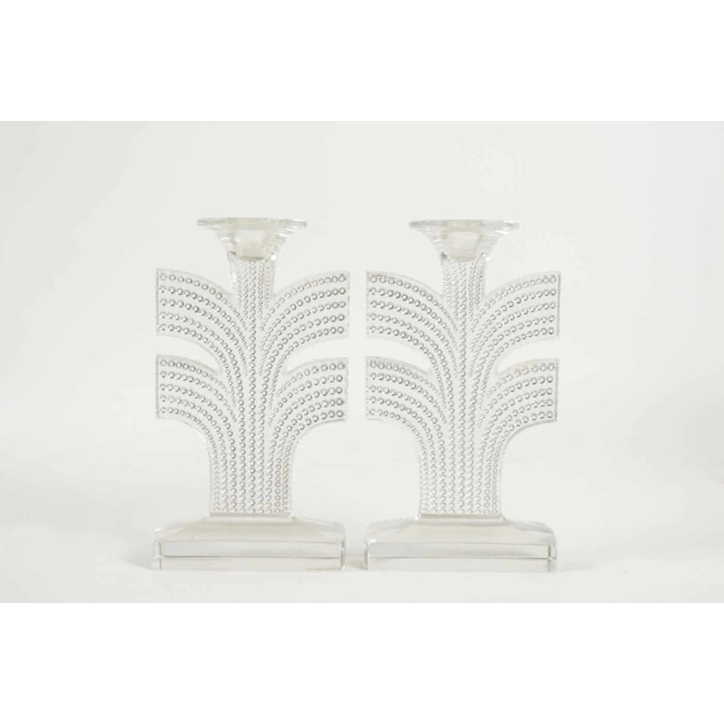 René Lalique Paire de Bougeoirs "Tokyo"