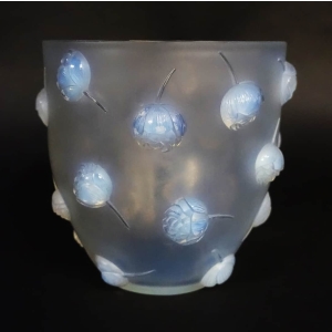 Rene Lalique  Opalescent Vase "Pivoines"
