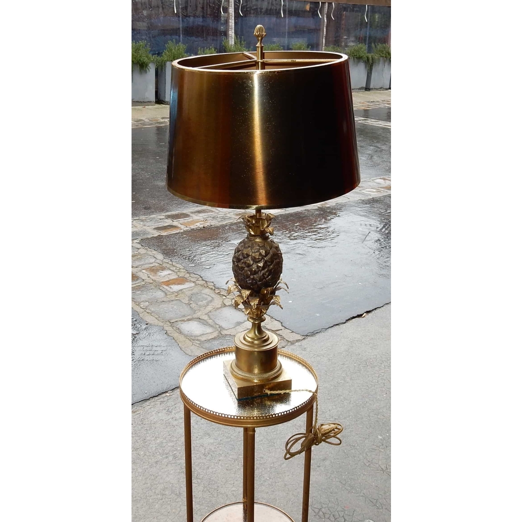 1950/70 Lampe A l Ananas en Bronze en Laiton Signée Charles & Fils
