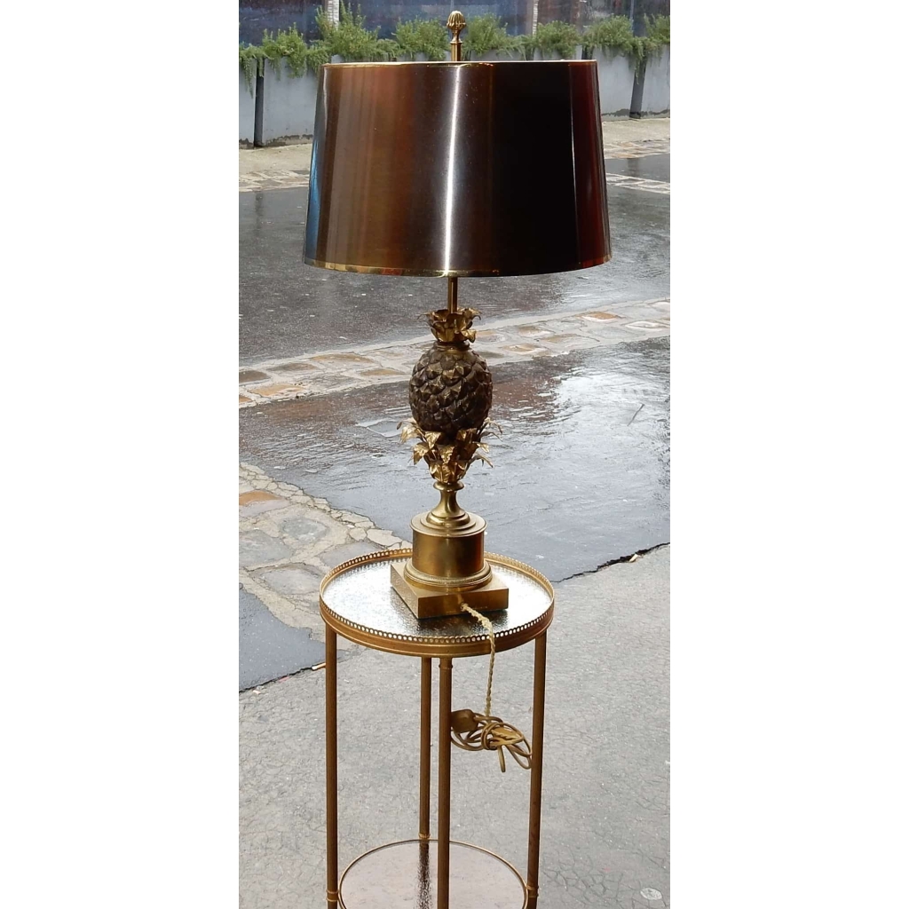 1950/70 Lampe A l Ananas en Bronze en Laiton Signée Charles & Fils