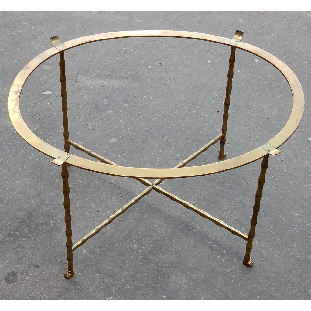 1950/70 Table Basse Plateau Laque de Chine Maison Bagués en Laiton,Pieds Griffe | Biron 1950/70 Table Basse Plateau Laque de Chine Maison Bagués en Laiton,Pieds Griffe