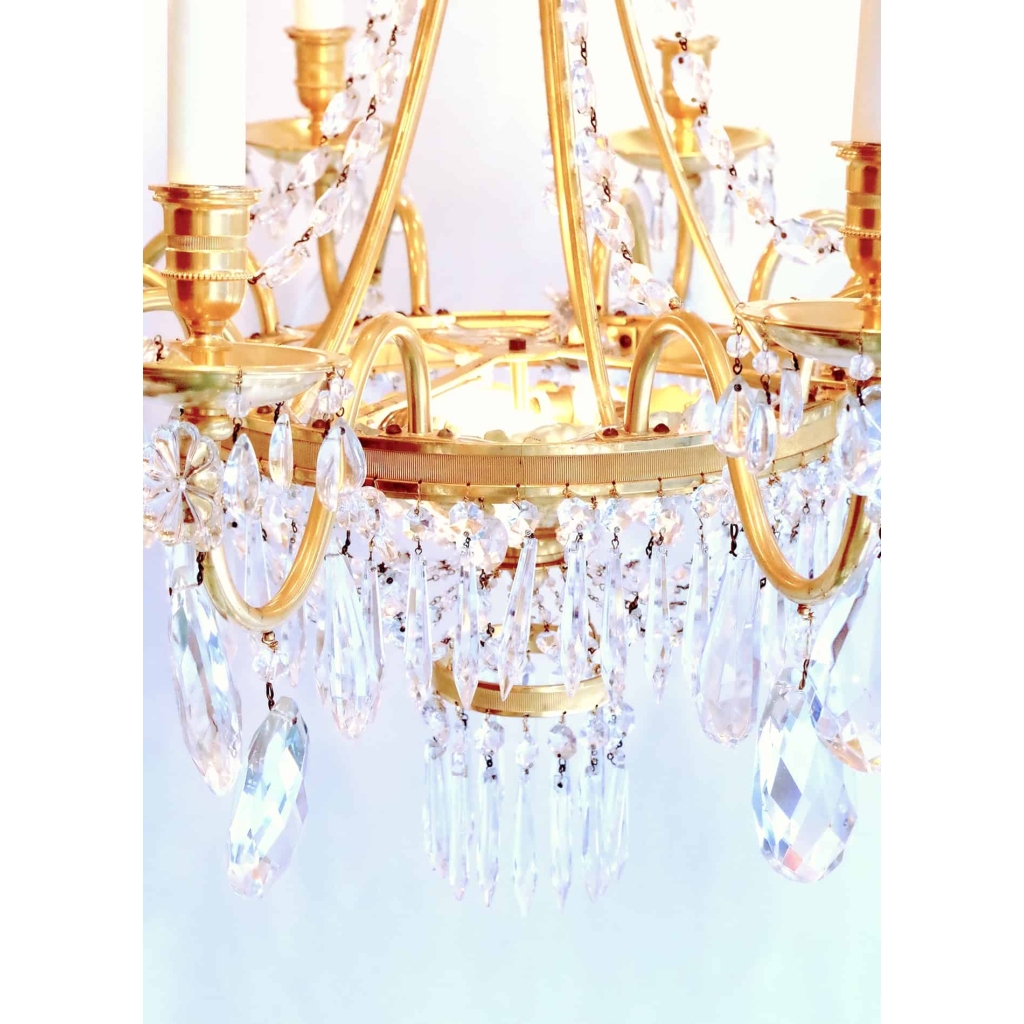 Lustre à poignards et pampilles de style Directoire, circa 1970 | Biron Lustre à poignards et pampilles de style Directoire, circa 1970