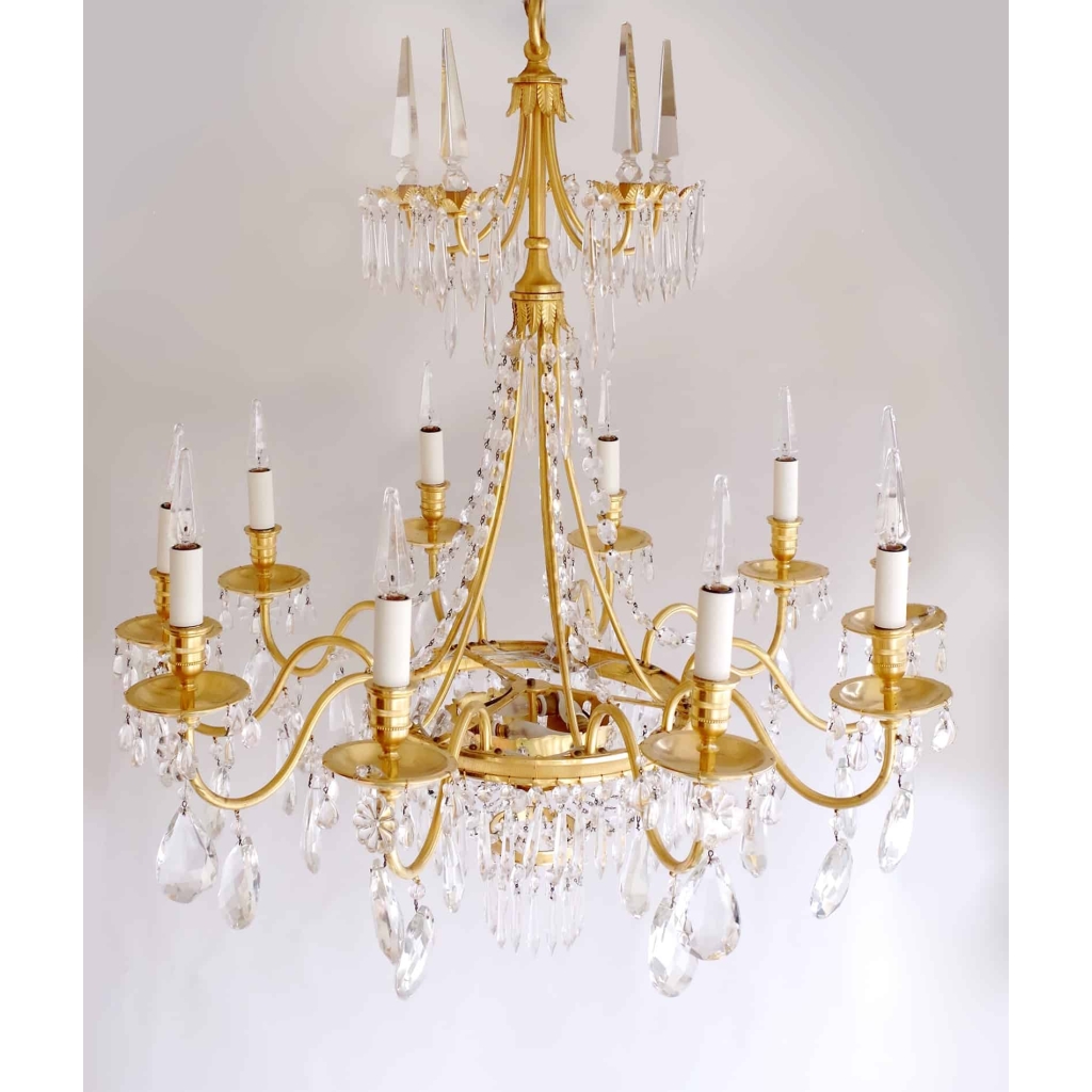 Lustre à poignards et pampilles de style Directoire, circa 1970 | Biron Lustre à poignards et pampilles de style Directoire, circa 1970