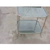 1950/70 Gueridon Maison Bagues Modele Bambou Laiton Argenté Angles Concaves | Biron 1950/70 Gueridon Maison Bagues Modele Bambou Laiton Argenté Angles Concaves