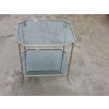 1950/70 Gueridon Maison Bagues Modele Bambou Laiton Argenté Angles Concaves | Biron 1950/70 Gueridon Maison Bagues Modele Bambou Laiton Argenté Angles Concaves