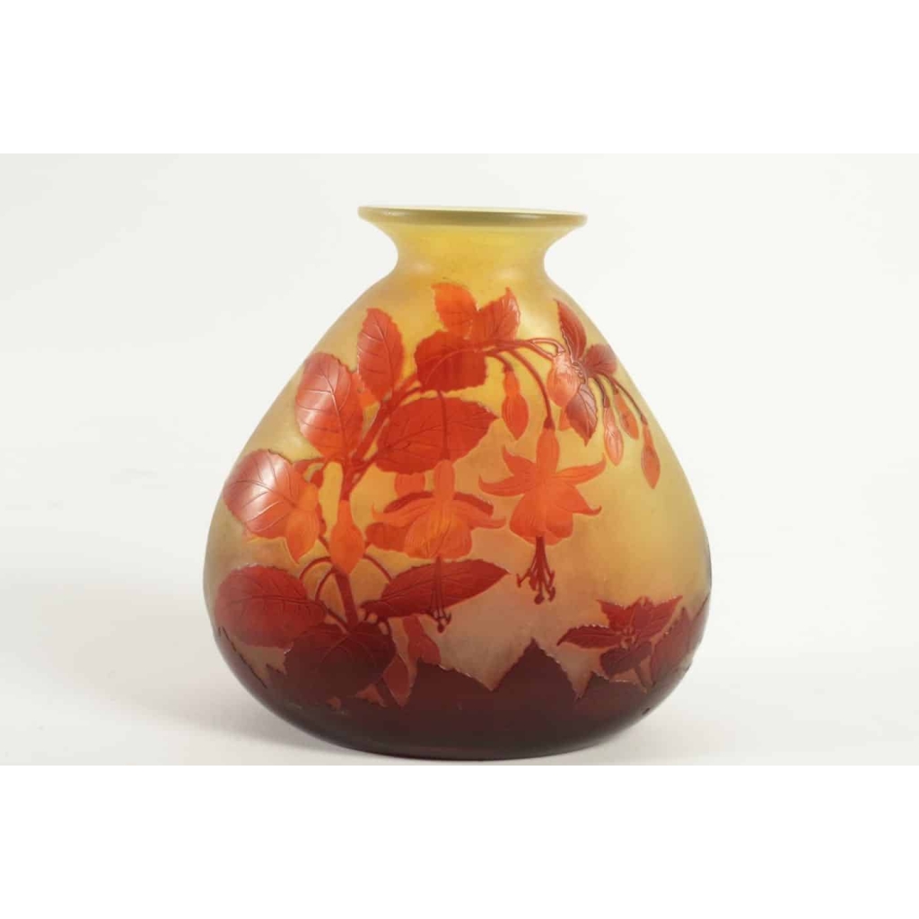 Emile Gallé : Vase « fushias » Rouge et Jaune | Biron |||